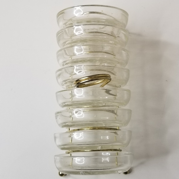 MCM Sovereign House 8 Fleur De Lis‎ Coaster Serving Set With Gold Wire Ra… - Picture 10 of 11